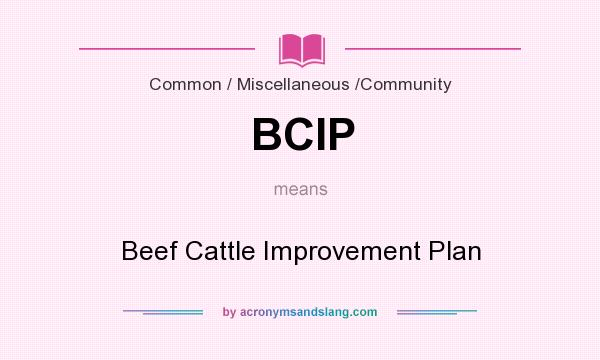 What does BCIP mean? It stands for Beef Cattle Improvement Plan