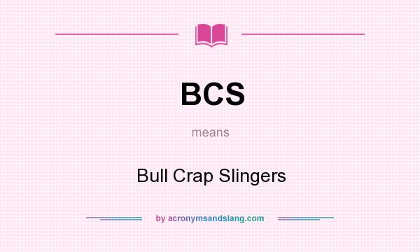 What does BCS mean? It stands for Bull Crap Slingers