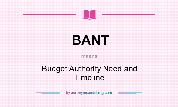 What does BANT mean? It stands for Budget Authority Need and Timeline
