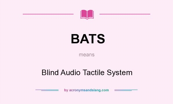 What does BATS mean? It stands for Blind Audio Tactile System