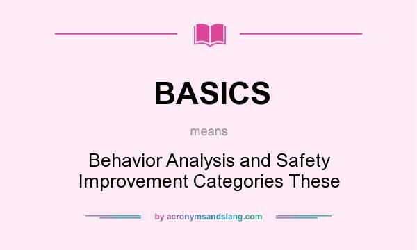 What does BASICS mean? It stands for Behavior Analysis and Safety Improvement Categories These
