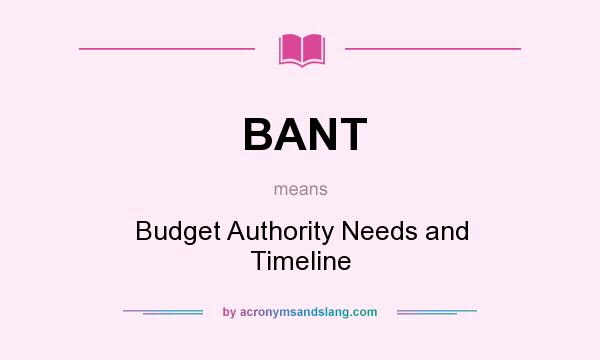 What does BANT mean? It stands for Budget Authority Needs and Timeline
