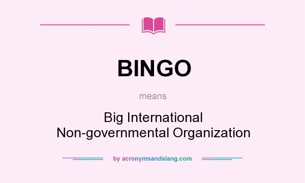 What does BINGO mean? It stands for Big International Non-governmental Organization