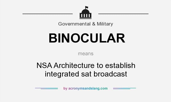 What does BINOCULAR mean? It stands for NSA Architecture to establish integrated sat broadcast