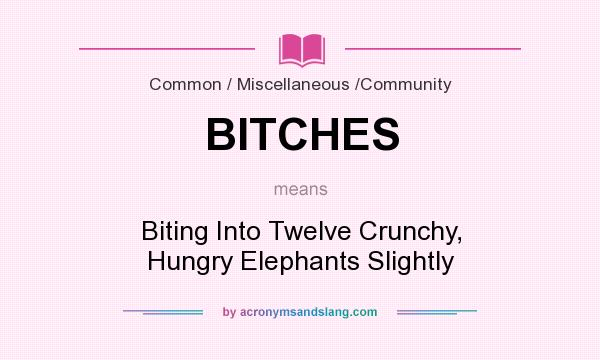 What does BITCHES mean? It stands for Biting Into Twelve Crunchy, Hungry Elephants Slightly