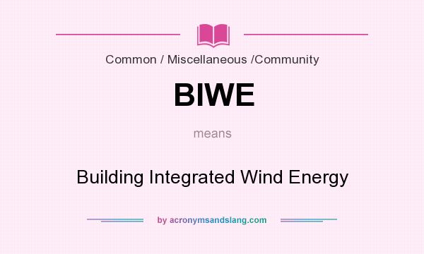 What does BIWE mean? It stands for Building Integrated Wind Energy