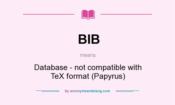 What does BIB mean? It stands for Database - not compatible with TeX format (Papyrus)