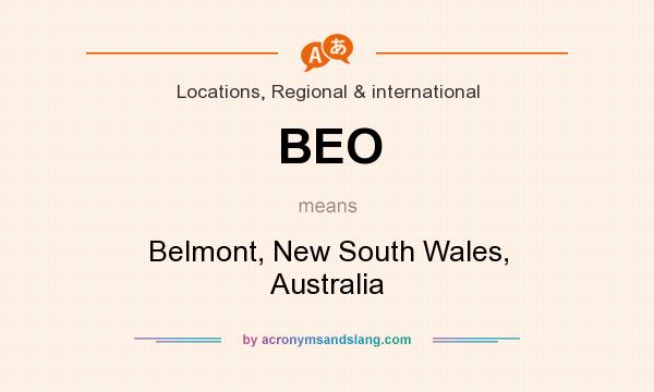 What does BEO mean? It stands for Belmont, New South Wales, Australia
