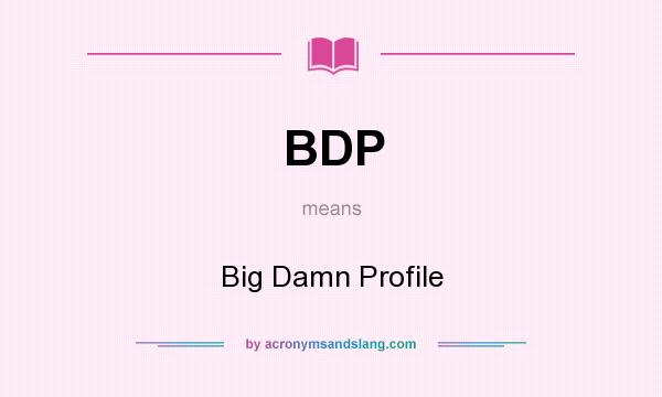 What does BDP mean? It stands for Big Damn Profile