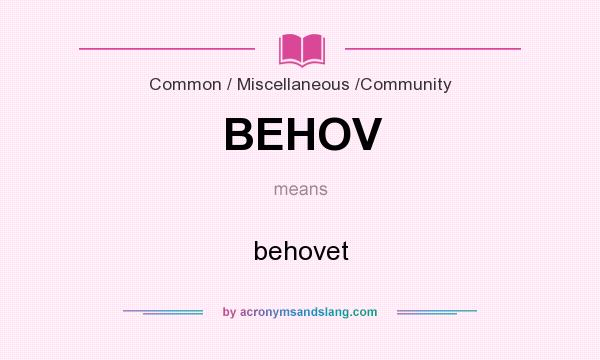 What does BEHOV mean? It stands for behovet