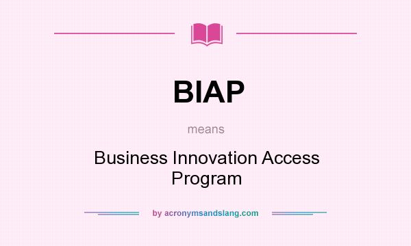 What does BIAP mean? It stands for Business Innovation Access Program