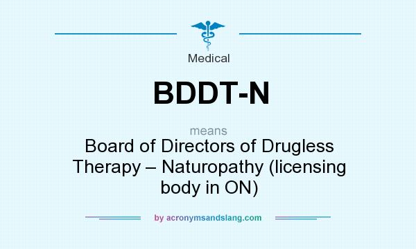 What does BDDT-N mean? It stands for Board of Directors of Drugless Therapy – Naturopathy (licensing body in ON)