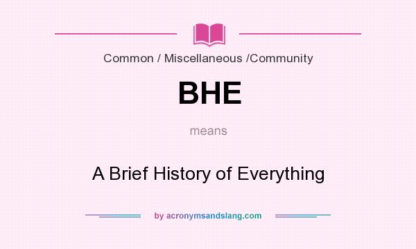 What does BHE mean? It stands for A Brief History of Everything