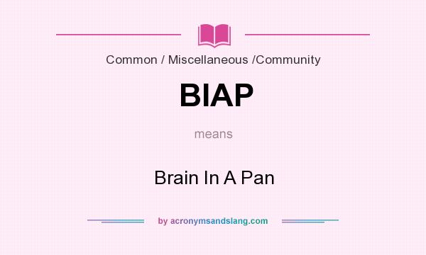 What does BIAP mean? It stands for Brain In A Pan