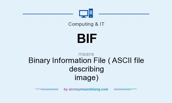 What does BIF mean? It stands for Binary Information File ( ASCII file describing image)