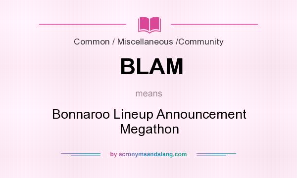 What does BLAM mean? It stands for Bonnaroo Lineup Announcement Megathon