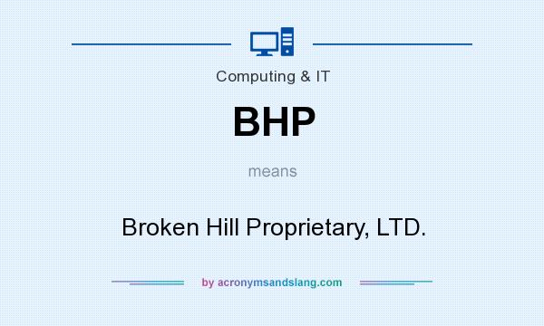 What does BHP mean? It stands for Broken Hill Proprietary, LTD.