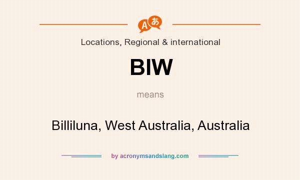 What does BIW mean? It stands for Billiluna, West Australia, Australia