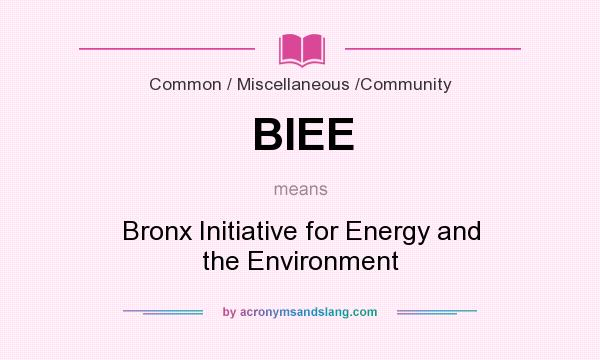 What does BIEE mean? It stands for Bronx Initiative for Energy and the Environment