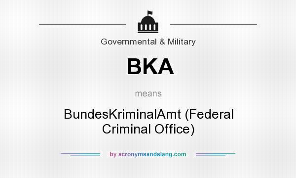 What does BKA mean? It stands for BundesKriminalAmt (Federal Criminal Office)