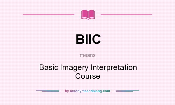 What does BIIC mean? It stands for Basic Imagery Interpretation Course