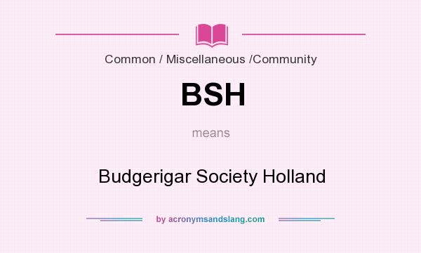 What does BSH mean? It stands for Budgerigar Society Holland