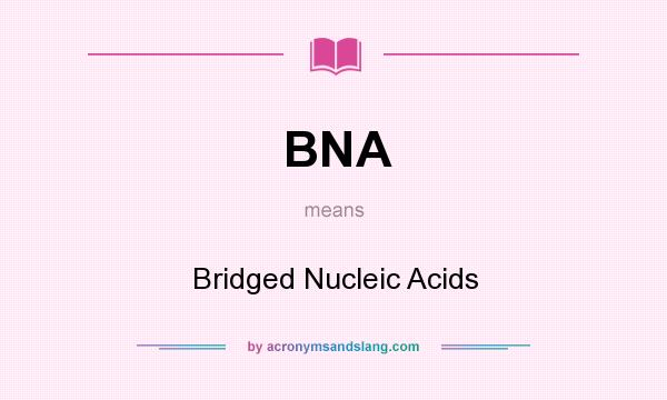 What does BNA mean? It stands for Bridged Nucleic Acids