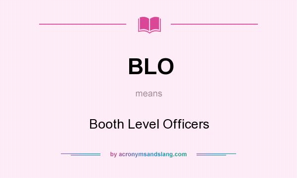 What does BLO mean? It stands for Booth Level Officers