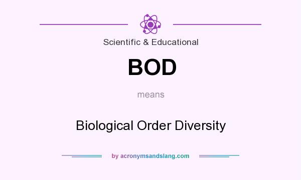 What does BOD mean? It stands for Biological Order Diversity