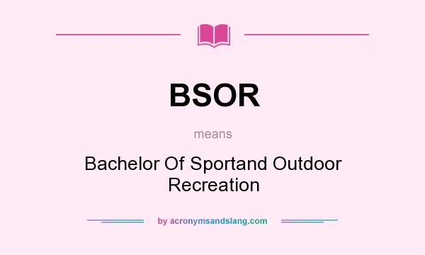 What does BSOR mean? It stands for Bachelor Of Sportand Outdoor Recreation