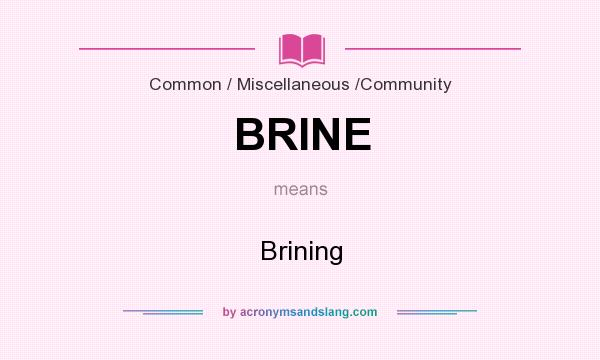 What does BRINE mean? It stands for Brining