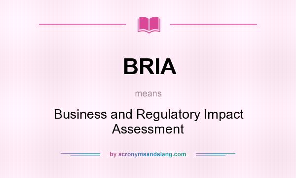 What does BRIA mean? It stands for Business and Regulatory Impact Assessment