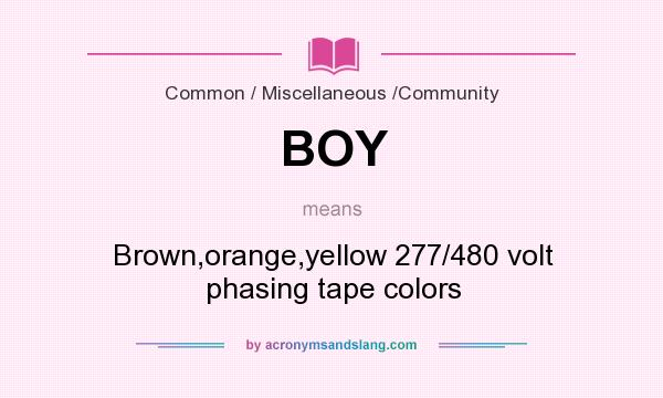 What does BOY mean? It stands for Brown,orange,yellow 277/480 volt phasing tape colors