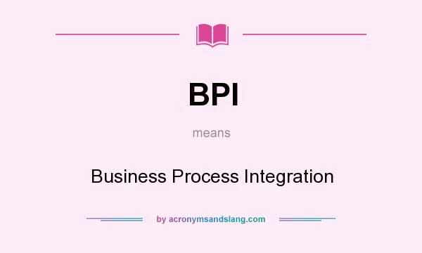 What does BPI mean? It stands for Business Process Integration