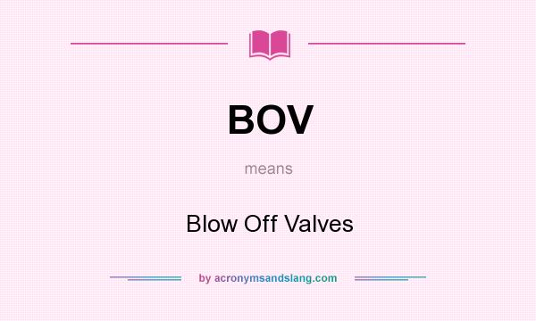 What does BOV mean? It stands for Blow Off Valves