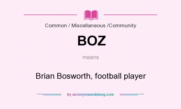What does BOZ mean? It stands for Brian Bosworth, football player