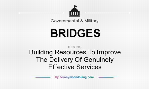 What does BRIDGES mean? It stands for Building Resources To Improve The Delivery Of Genuinely Effective Services