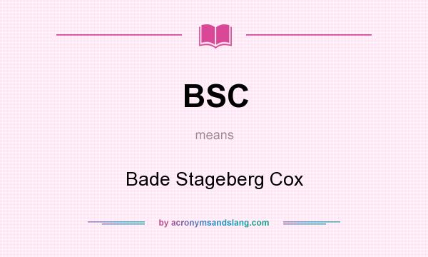 What does BSC mean? It stands for Bade Stageberg Cox