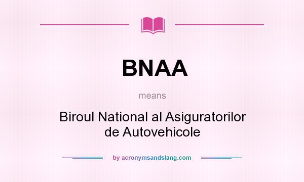 What does BNAA mean? It stands for Biroul National al Asiguratorilor de Autovehicole