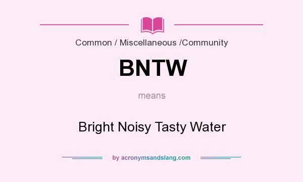 What does BNTW mean? It stands for Bright Noisy Tasty Water