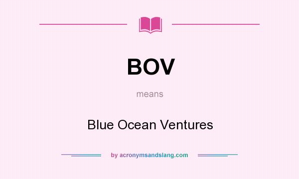 What does BOV mean? It stands for Blue Ocean Ventures