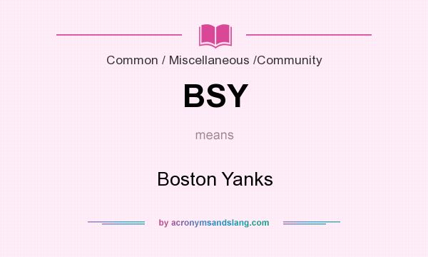 What does BSY mean? It stands for Boston Yanks