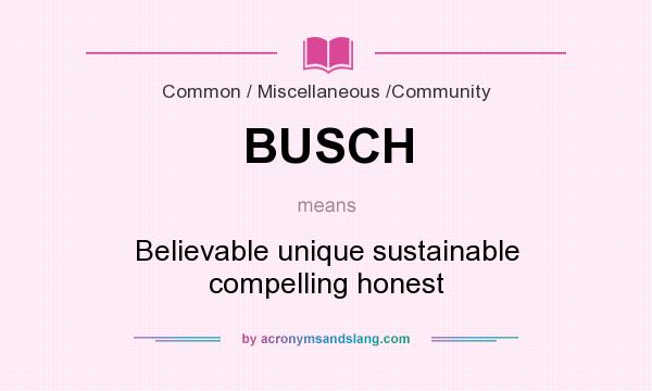 What does BUSCH mean? It stands for Believable unique sustainable compelling honest