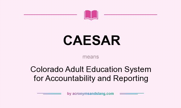What does CAESAR mean? It stands for Colorado Adult Education System for Accountability and Reporting