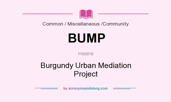 What does BUMP mean? It stands for Burgundy Urban Mediation Project