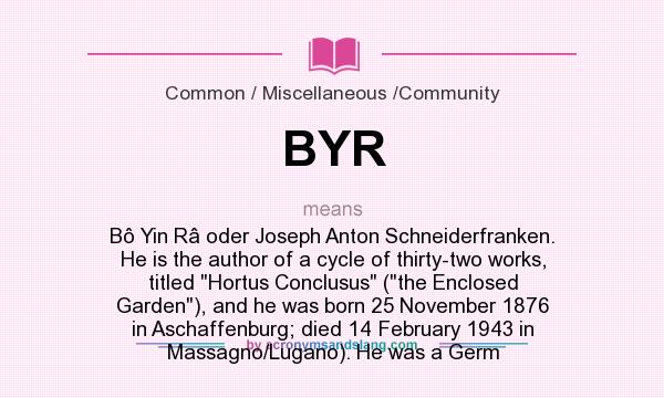 Byr Bo Yin Ra Oder Joseph Anton Schneiderfranken He Is The