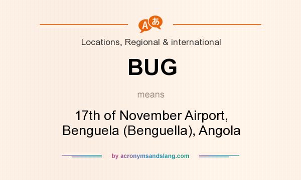 What does BUG mean? It stands for 17th of November Airport, Benguela (Benguella), Angola