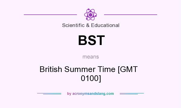 What does BST mean? It stands for British Summer Time [GMT   0100]