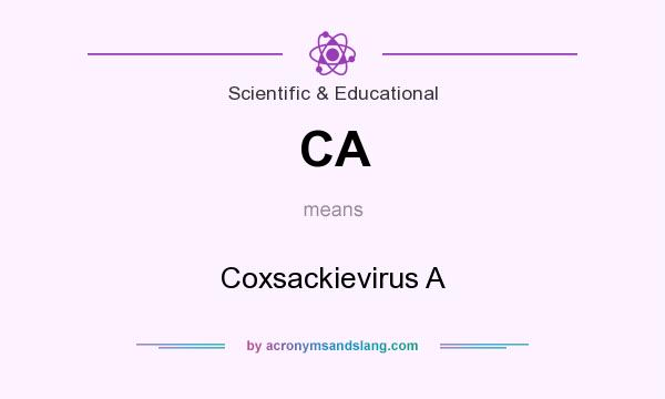 What does CA mean? It stands for Coxsackievirus A