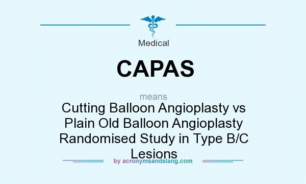 What does CAPAS mean? It stands for Cutting Balloon Angioplasty vs Plain Old Balloon Angioplasty Randomised Study in Type B/C Lesions
